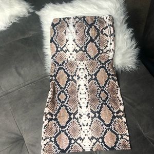 Strapless snake skin mini dress